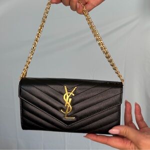 Saint Laurent cassandre envelope wallet on chain monogram gold crossbod